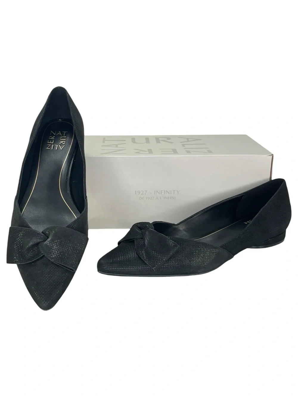 Naturalizer Havana Bow Black Leather Womens Flats Size 9.5M